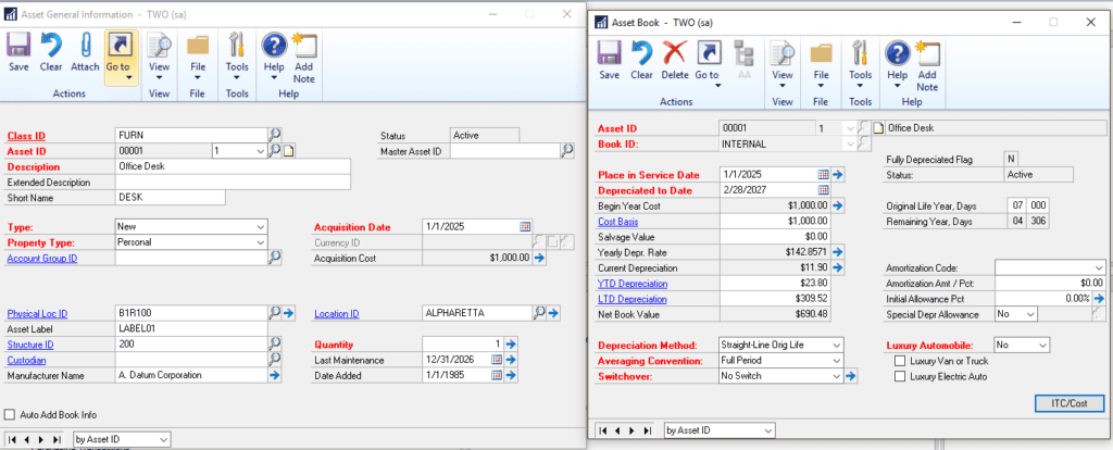 Fixed Asset management in dynamics GP