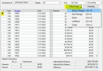 gp clear range of bank transactions