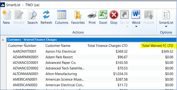 gp smartlist - finance charge totals