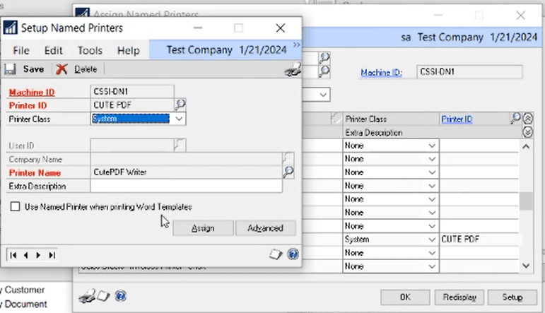 GP assign named printers