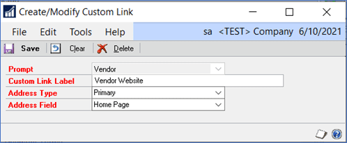 create/modify custom link