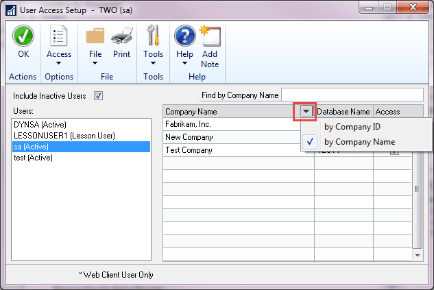 user access setup