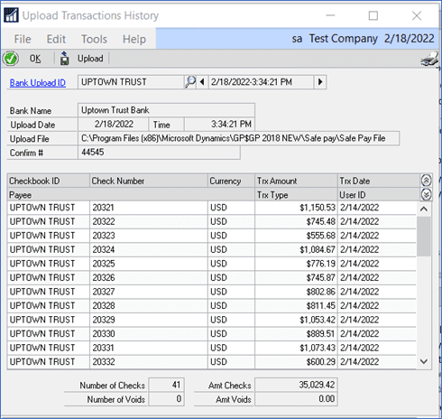 safe pay transaction history