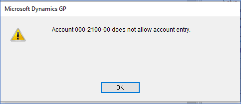 microsoft gp control account tip