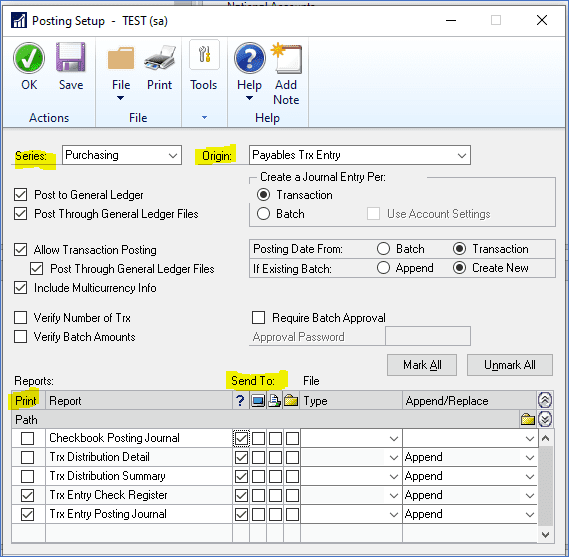 disable posting journals in GP