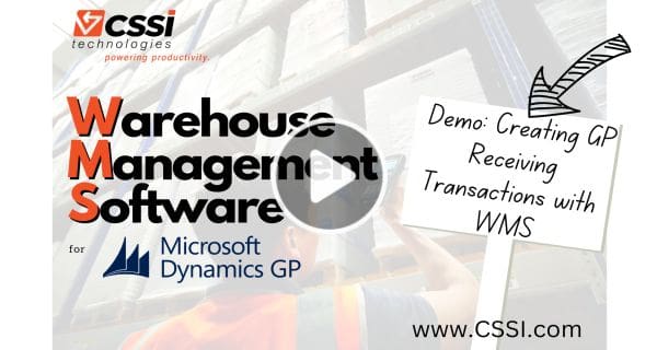 receiving transactions - WMS for GP demo